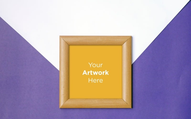 Square Wooden Frame Mockup with Color paper Background