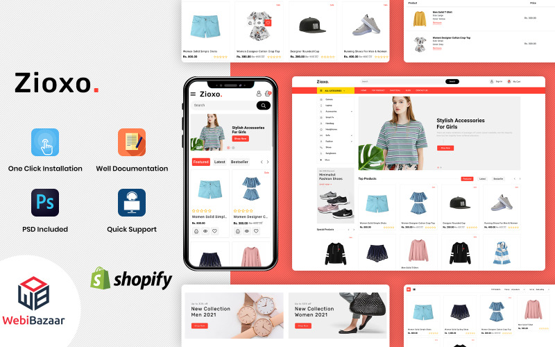 Zioxo - многоцелевой шаблон электронной коммерции Shopify