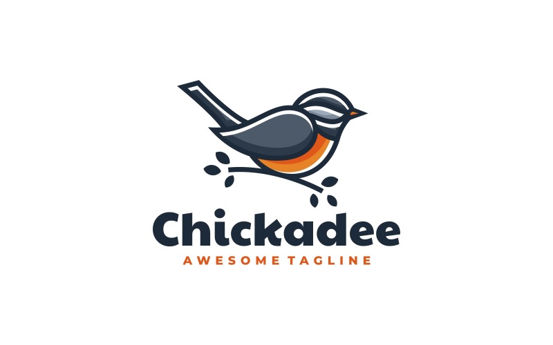 Chickadee Bird Simple Mascot Logo