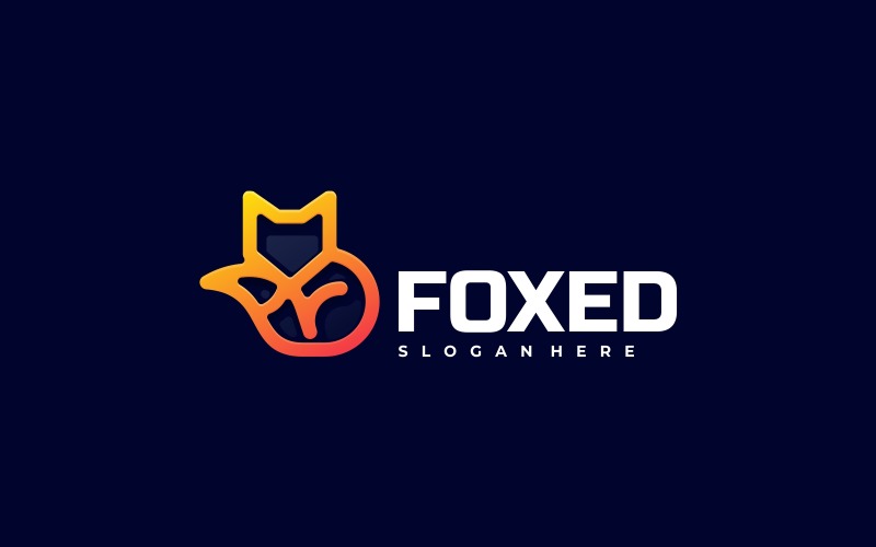 Fox Line Art Gradient Logo
