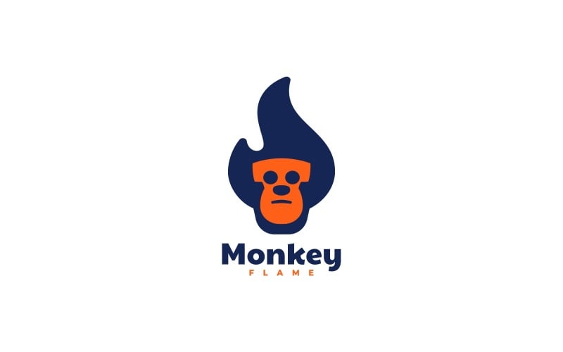 Style de logo simple de flamme de singe