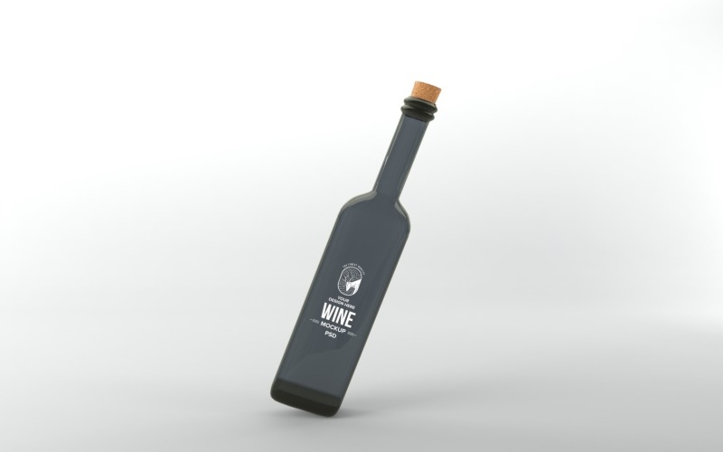 Beyaz arka planda izole edilmiş mantar kapaklı bir şarap şişesinin 3 boyutlu görüntüsü