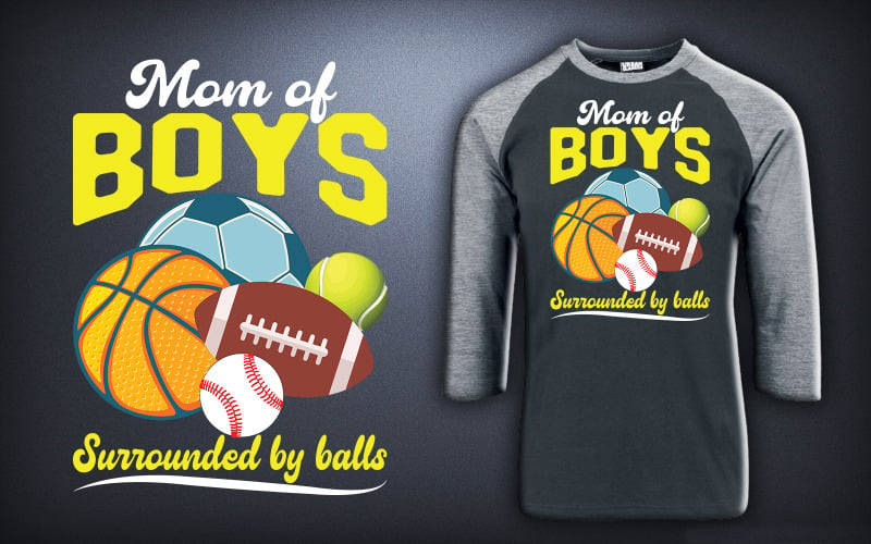 Conception de t-shirt maman de garçons entourés de boules