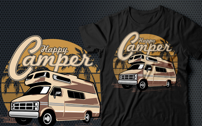 Design della maglietta del campeggiatore felice