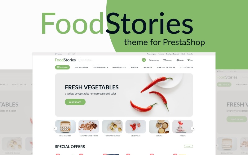 FoodStories - тема для продуктовых магазинов и ресторанов на CMS PrestaShop