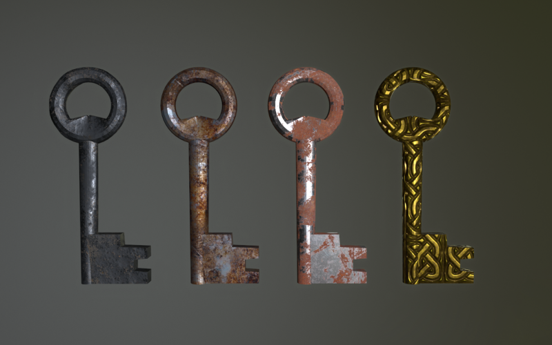 Old Keys Low-Poly-3D-Modell