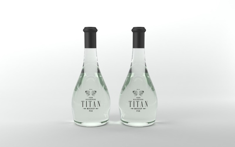 Titan 3D-Darstellung von zwei Flaschen auf weißem Hintergrund