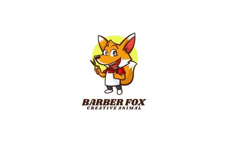 Barber Fox tecknad logotyp stil