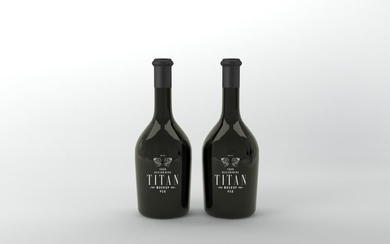 3d render of Titan black long Two bottles isolated on white background