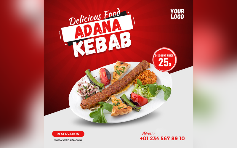 Kebab Delicious Food Social Media Post-sjabloon