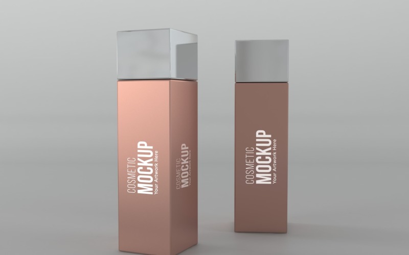 3D-Darstellung einer kosmetischen Parfümflasche isoliert auf grauem Hintergrund
