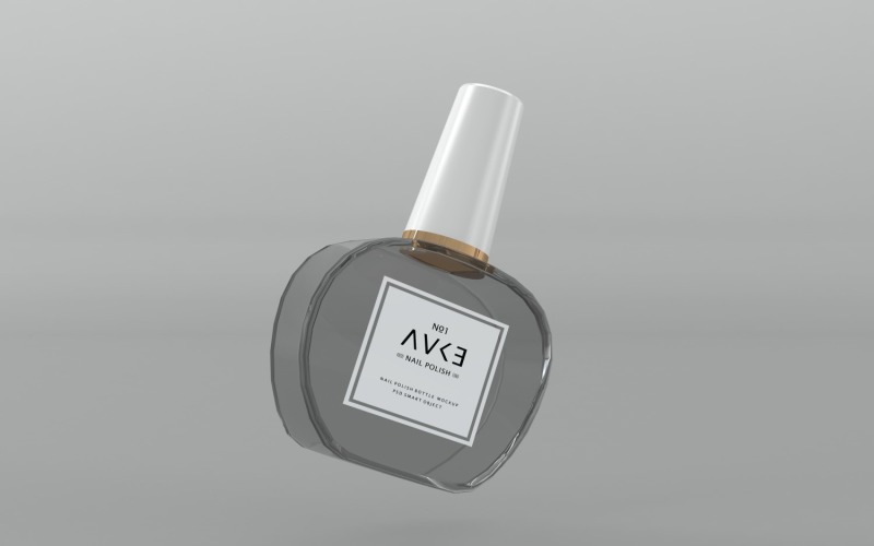 3D de una botella decorativa de esmalte de uñas aislada sobre fondo gris Temlplate