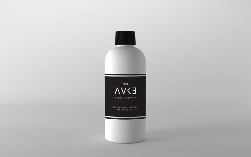 3d render of white Lotion bottle with black caps isolated on white background