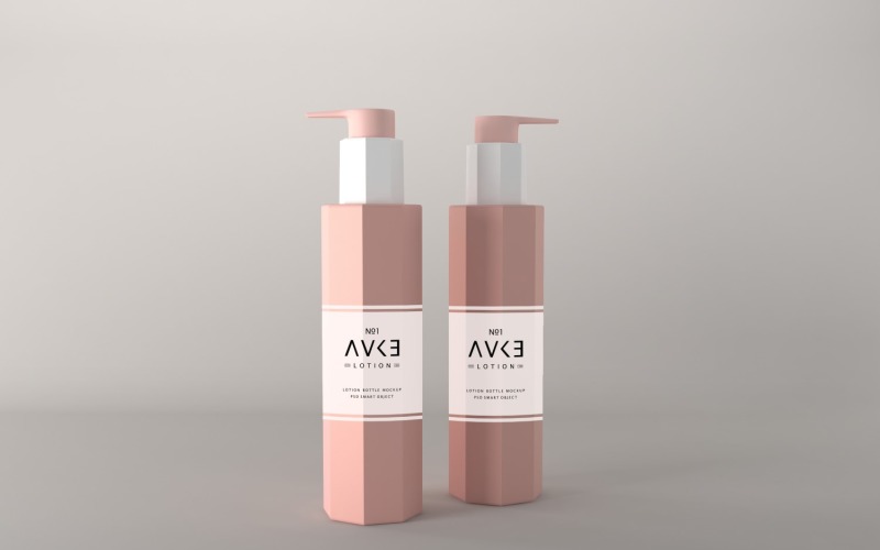 3D візуалізації рожевий насос дві пляшки макет ізольовані на білому тлі