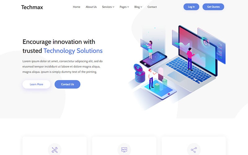 Techmax - šablona webových stránek pro IT řešení a technologie
