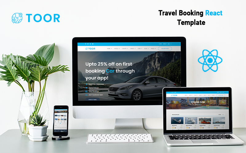 Toor - шаблон веб-сайта React для бронирования туристических услуг