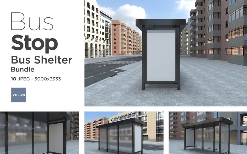 Bus Stop Bus Shelter Mockup Vol. 28