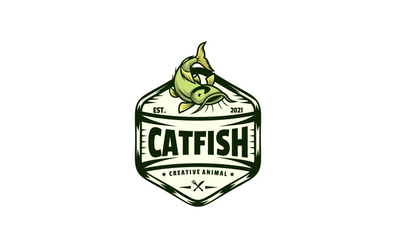 Estilo de logotipo vintage de peixe-gato