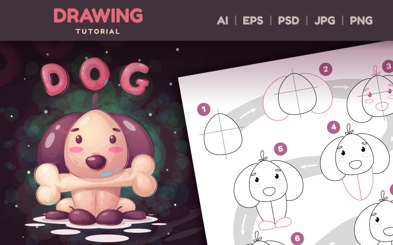 Как нарисовать милую собаку шаг за шагом: урок рисования, графическая иллюстрация