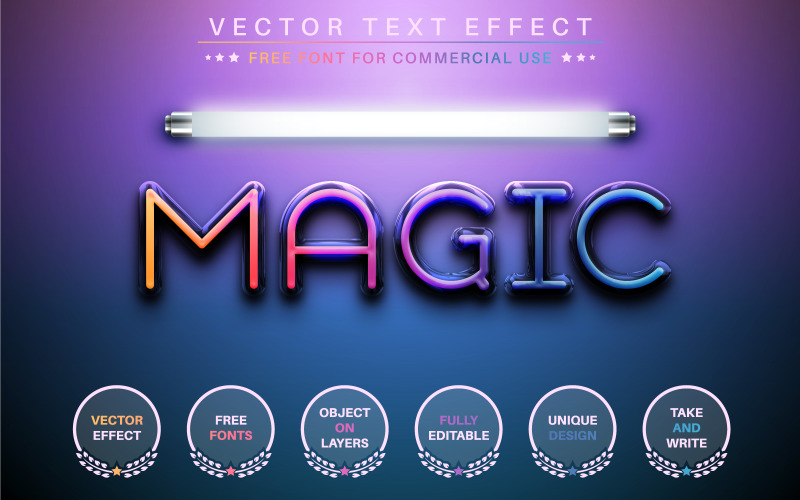Magic Light - 可编辑文本效果、字体样式、图形插图