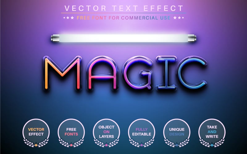 Magiczne światło — edytowalny efekt tekstowy, styl czcionki, ilustracja graficzna