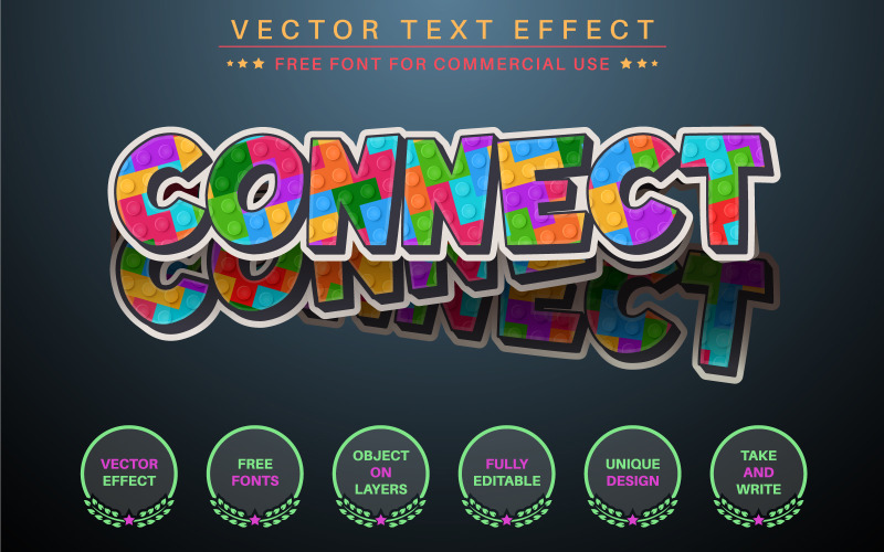 Puzzle Connect - Editable Text Effect, Font Style, Graphics Illustration