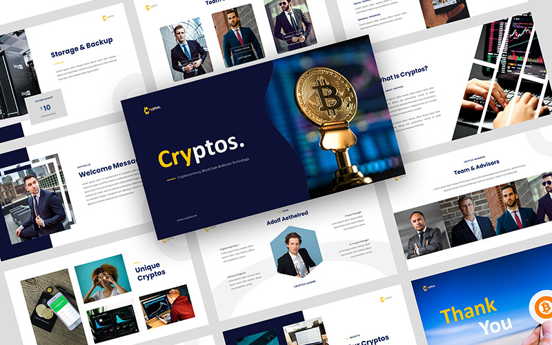 Cryptos - Шаблон Keynote о криптовалюте и блокчейне