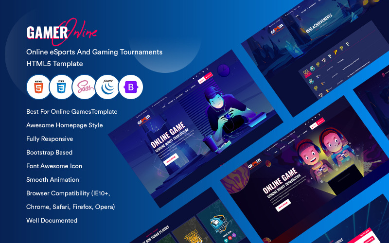 Gamer - HTML-шаблон онлайн-турниров по киберспорту и играм