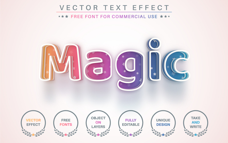 Magiczna tęcza — edytowalny efekt tekstowy, styl czcionki, ilustracja graficzna