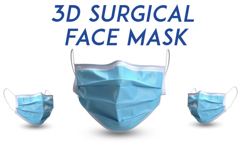 Високополімерна 3D модель хірургічної маски для обличчя
