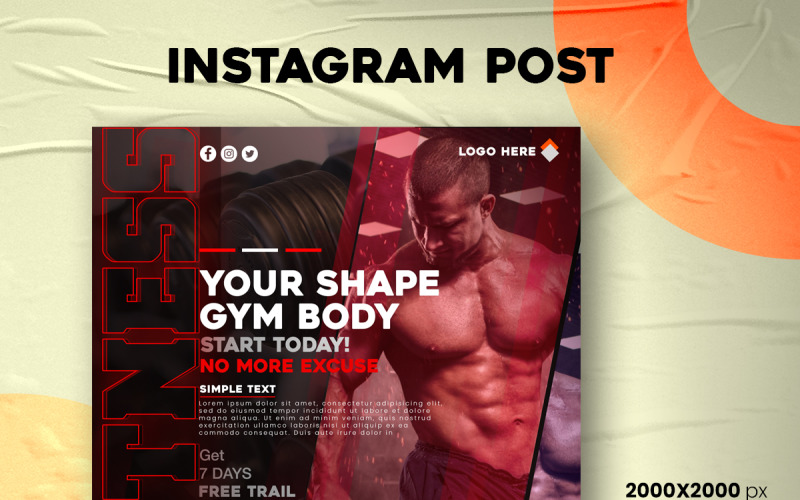 Fitness Instagram příspěvek na sociálních sítích zdarma