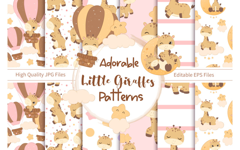 mignon, girafe, seamless, modèles, -, illustration