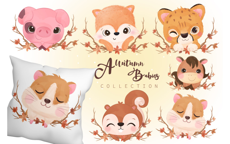 Schattige babydieren - Illustratie