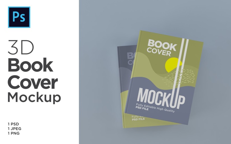 İki Kitapçık Kapağı Mockup 3d Render Çizim Şablonu