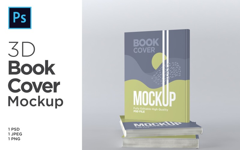 Üç Kitap Kapağı Mockup 3d Render Çizimi
