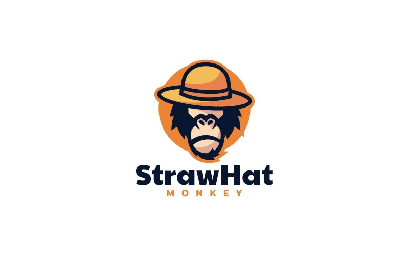 Logotipo simple del mono del sombrero de paja