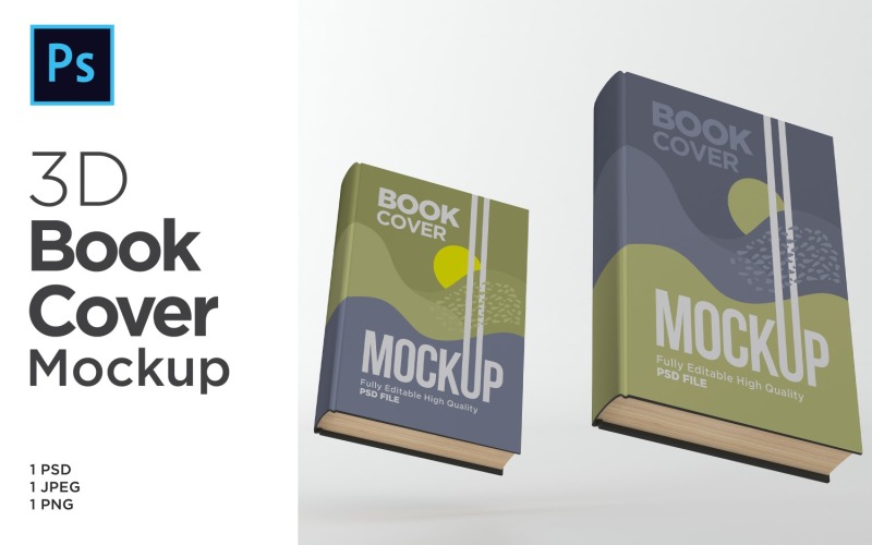 İki Kitap Kapak Mockup 3d Render Çizim Şablonu Oluşturma