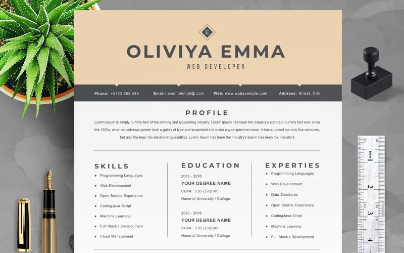 Oliviya / Modern CV-sjabloon