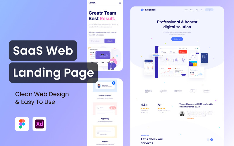 Elegence - Elementi dell'interfaccia utente della pagina di destinazione SaaS