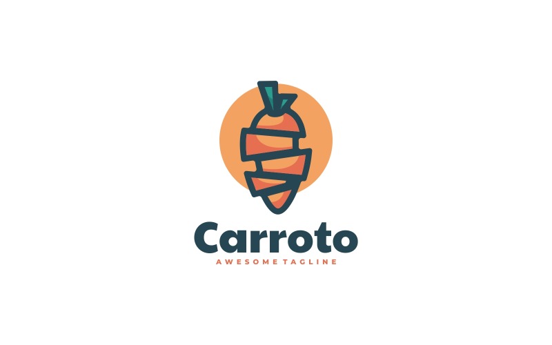 Estilo de logotipo simples de cenoura vetorial