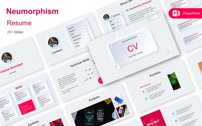Neumorfismo Autointroduzione Curriculum CV PowerPoint Modello