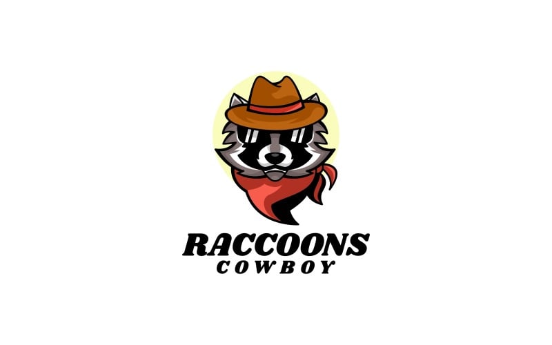 Raccoon Cowboy Cartoon Logo