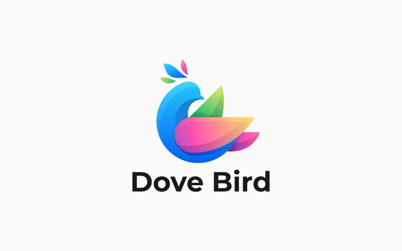 Gołąb Ptak Gradientowe Kolorowe Logo