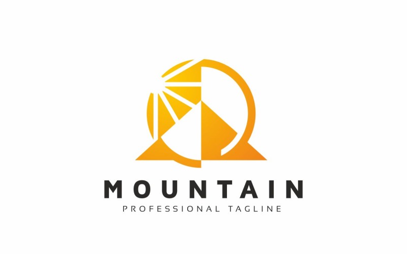 Modello di logo di alba di montagna