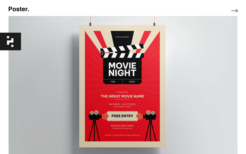 Movie Night Poster Kit Template