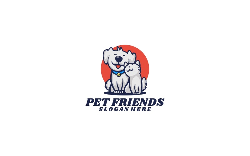 Pet Friends Kreslený Styl Logo