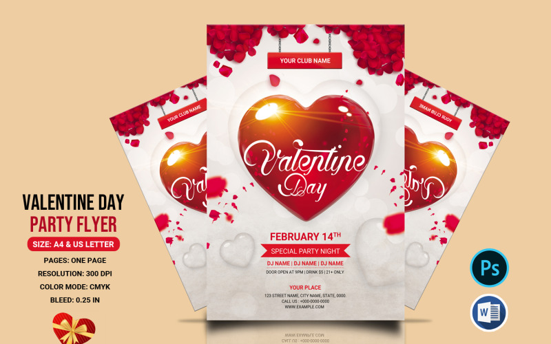 Sjabloon voor uitnodigingen voor Valentijnsdag feest Flyer Huisstijl
