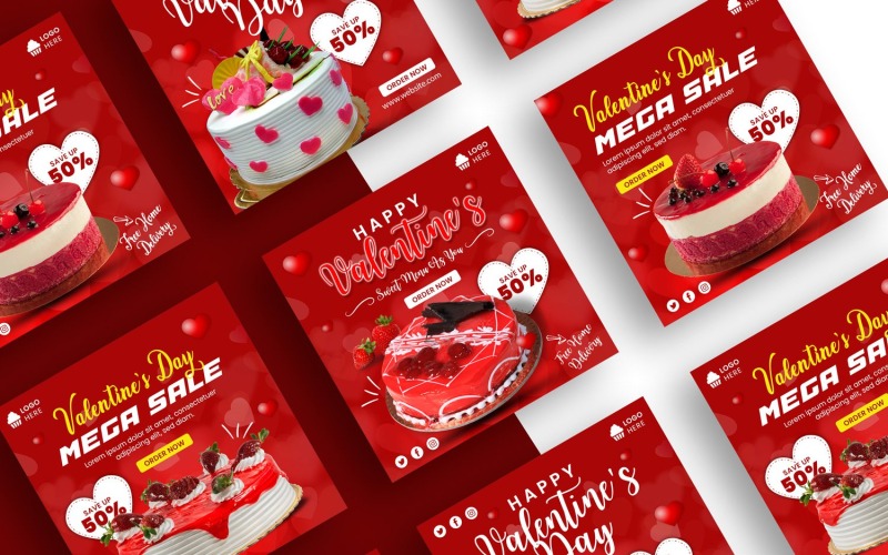 Social Media-Vorlage für Instagram-Posts zum Valentinstag