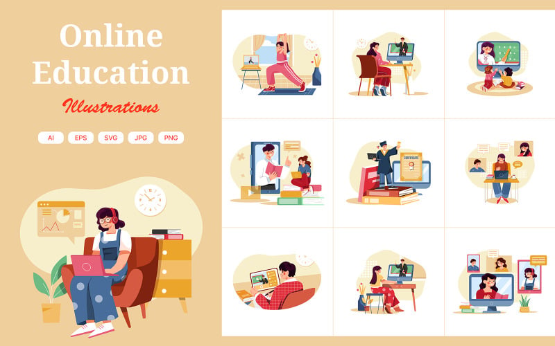 M381_Pacchetto di illustrazioni per l'istruzione online