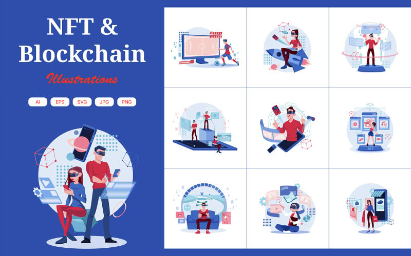 M386_NFT & Blockchain-technologie Illustraties
